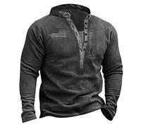 Oanviso Herren Kurzarm/Langarm T-Shirts V-Ausschnitt mit Knöpfe Shirts Bedrucktes Tee Shirts Vintage Casual Oberteile Henley T-Shirt Leicht Komfortabel Sweatshirt Sommer Outdoorshirts F13 S