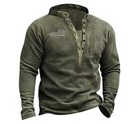 Oanviso Herren Kurzarm/Langarm T-Shirts V-Ausschnitt mit Knöpfe Shirts Bedrucktes Tee Shirts Vintage Casual Oberteile Henley T-Shirt Leicht Komfortabel Sweatshirt Sommer Outdoorshirts F11 L