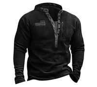 Oanviso Herren Kurzarm/Langarm T-Shirts V-Ausschnitt mit Knöpfe Shirts Bedrucktes Tee Shirts Vintage Casual Oberteile Henley T-Shirt Leicht Komfortabel Sweatshirt Sommer Outdoorshirts F14 XXL