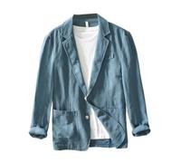 Oanviso Herren Leinen Sakko Sommer Leicht Blazer Freizeit Anzugjacke Zwei Knopf Blazer Slim Fit Mode Herrensakko Sportsakko Alltagsanzüge Party Sportmantel A Blau Grün L