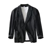 Oanviso Herren Leinen Sakko Sommer Leicht Blazer Freizeit Anzugjacke Zwei Knopf Blazer Slim Fit Mode Herrensakko Sportsakko Alltagsanzüge Party Sportmantel A Schwarz L