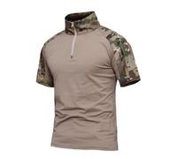 Oanviso Herren Outdoor Military Schlank Passen Taktisch T-Shirt Sommer Tarnung Tops Kampf Camouflag Oberteile Kurzarm Tactical Airsoft Paintball Armee Desert Hemd B Khaki Grau XL