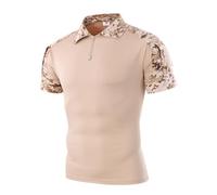 Oanviso Herren Outdoor Military Schlank Passen Taktisch T-Shirt Sommer Tarnung Tops Kampf Camouflag Oberteile Kurzarm Tactical Airsoft Paintball Armee Desert Hemd C Khaki XXL