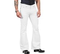Oanviso Herren Schlaghose Retro Kostüm Hose 70er Jahre Ausgestellte Hose Tanzhosen Karneval Disco Outfits Clubwear Hippie Hosen Männer Party Schlaghose Slim Fit Atmungsaktiv A Weiß L