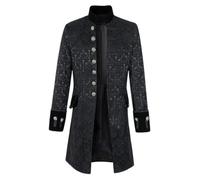 Oanviso Herren Steampunk Frack Mantel Gothic Gehrock Mittelalter Jacke Viktorianisch Renaissance Pirat Viking Kostüm Smoking Jacke Männer Karneval Cosplay Kostüme A Schwarz XL