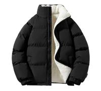 Oanviso Herren Steppjacke Winter Unisex Einfarbige Warme Gefüttert Jacke Verdickte Padded Jacket Outdoor Mantel Casual Übergangsjacke Winterjacke Parka Daunenjacke A Schwarz L