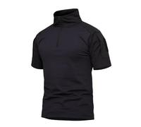Oanviso Herren T-Shirt Outdoor Softshell Tops Oberteil Winddicht Tarnung Muskeloberteil Jagd T-Shirt Taktisch Sommerhemd Militär Casual Windbreaker Freizeithemd A Schwarz XL