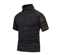 Oanviso Herren T-Shirt Outdoor Softshell Tops Oberteil Winddicht Tarnung Muskeloberteil Jagd T-Shirt Taktisch Sommerhemd Militär Casual Windbreaker Freizeithemd B Schwarz L