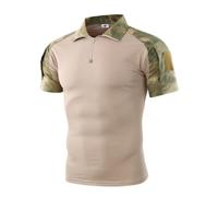 Oanviso Herren T-Shirt Outdoor Softshell Tops Oberteil Winddicht Tarnung Muskeloberteil Jagd T-Shirt Taktisch Sommerhemd Militär Casual Windbreaker Freizeithemd C Khaki Grün L