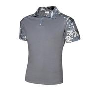 Oanviso Herren T-Shirt Outdoor Softshell Tops Oberteil Winddicht Tarnung Muskeloberteil Jagd T-Shirt Taktisch Sommerhemd Militär Casual Windbreaker Freizeithemd C Grau L