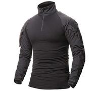 Oanviso Herren Taktisch Airsoft T-Shirt ohne Kapuze Sweatshirt Outdoor Einfarbig Pullover Stehkragen Sweater Herbst Casual Pulli Langarm Oversized für Männer A Schwarz S