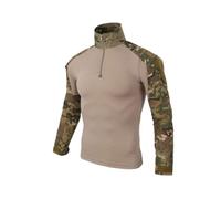 Oanviso Herren Taktisch Airsoft T-Shirt ohne Kapuze Sweatshirt Outdoor Einfarbig Pullover Stehkragen Sweater Herbst Casual Pulli Langarm Oversized für Männer B Khaki L