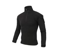 Oanviso Herren Taktisch Airsoft T-Shirt ohne Kapuze Sweatshirt Outdoor Einfarbig Pullover Stehkragen Sweater Herbst Casual Pulli Langarm Oversized für Männer D Schwarz XL