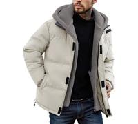 Oanviso Herren Winterjacke Verdicken Daunenjacke mit Reißverschluss Casual Übergangsjacke Puffer Jacke Warm Steppjacke Daunenmantel Blouson Kurze Mantel Sweatjacke A Beige M