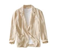 Oanviso Leinen Sakko Blazer Herren Slim Fit Freizeit Business Anzugjacke Dünner Blazer 2 Knopf Sportmäntel Alltagsanzüge Vintage Einfarbig Sakkos Große Größe A Khaki XL