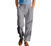 Oanviso Leinenhose Herren Baggy Chino Hose Anzughose Leichte Sommerhose Strand Freizeithose Bequeme Arbeitshose Straight Leg Business Hosen Casual Pants A Grau L