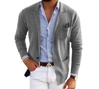 Oanviso Sakko Blazer Herren Slim Fit Business Anzugjacke Dünner Blazer Hochzeit Sportmäntel Männer Mode Alltagsanzüge Vintage Einfarbig Sakkos Große Größe A Hellgrau M