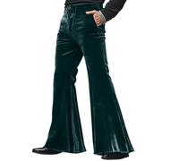 Oanviso Schlaghose Samt Herren Weiche Lange Hose Modern Herbst Winter Schlag Hosen Comfort Fit Velour Ausgestellte Anzughose Business Disco Elegante Samthose Glockenhose Grün XXL