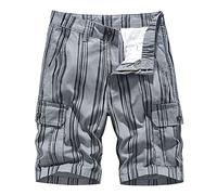 Oanviso Shorts Cargo Herren Sommer Cargoshort Bermuda Freizeitshorts Karierte Slim Fit Kurze Hose Mehrere Taschen 1/2 Cargo Shorts C Grau XL