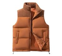 Oanviso Weste Herren Winter Gefüttert Zweifarbig Winterjacke Ärmellos Dicke Steppweste Warm Hybrid Jacke Sport Winterweste Outdoor Sportweste Übergangsjacke Gilet Karamell 3XL