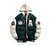 Oanviso Winterjacken Daunenjacke für Herren Damen College Jacke mit Kapuze 90S Y2K Bomberjacke Warm Daunenmantel Trucker Baseballjacke Fliegerjacke B Grün 3XL