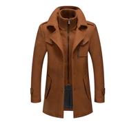Oanviso Wintermantel Herren Wolle Kurzmantel Slim Fit Stehkragen Business Freizeit Zweiteiliger Warmer Wollmantel Mit Tasche Casual A Kaffee XL