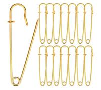 Oaqmvgin Sicherheitsnadeln Extragroßes Design Verschluss 10cm | 10 cm lange Edelstahl-Nadeln mit extragroßem Design, sicherer Verschluss und goldfarbene Oberfläche für schwere Stoffe.