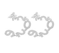 OATIPHO 1 Paar Strass Schmetterlingsohrringe für Damen 14cm Silberfarbene Hängeohrringe Festlicher Schmuck für Silvester und Partys