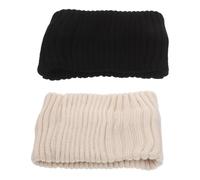 OATIPHO 2 Stück Damen Stirnband aus Strickmischung mit Ohrenschutz Warmes Breites Winter Ohrenschützer Stirnband zum Laufen Wandern und Wintersport Beige Schwarz