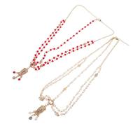 OATIPHO 2 Stück Gotisches Braut Haarband mit Perlen und Strasssteinen Barocker Boho Haarschmuck aus Metall Stirnband für Hochzeit Festival und Party