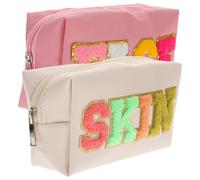 OATIPHO 2 Stück PU Kosmetiktasche für wasserdichte Make Up Aufbewahrungstasche und Toilettenartikel Organizer für Kosmetik und Zubehör