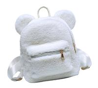 OATIPHO Flauschiger Plüsch Rucksack Mit Süßen Bärenohren Für Mädchen Verstellbarer Schultergurt Mittelgroßer Winter Schulranzen Für Kinder Tragbarer Outdoor Reiserucksack