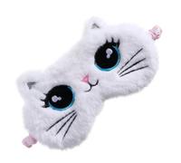 OATIPHO Kinder Plüsch Schlafaugenmaske Katze Weiß Lichtundurchlässige Augenbinde Mit Elastischem Band Ergonomisch Für Nickerchen Reise Und Schlaf