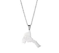OAUWKEIY Anhänger Halskette Eritrea Karte Flagge Anhänger Kette Halskette Herren Damen Mode Anhänger Halskette Schmuck