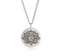 OAUWKEIY Anhänger Halskette Schmuck Halskette mit Anhänger in Form eines runden Lotus-Mandala-Yoga-OM-Symbols im europäischen und amerikanischen Kreativdesign