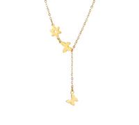 OAUWKEIY Anhänger Halskette Schmuck Halskette mit sechsblättriger Blume als Anhänger doppelten Löchern Schmetterlings- und Herzmotiv