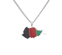 OAUWKEIY Anhänger Halskette Schmuck Karte mit Ölflecken Italien Afghanistan Chile Insel San Martín Oromia-Halskette