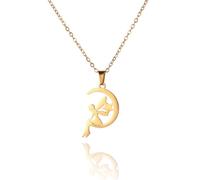 OAUWKEIY Anhänger Halskette Schmuck Niedliches Schmuckgeschenk im Mori-Girl-Stil: Schlichte und elegante Halskette mit Sternen- und Mondanhänger