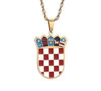 OAUWKEIY Anhänger Halskette Kroatien Flagge Anhänger Halskette Männer Frauen Anhänger Halskette ethnische Geschenke Schmuck