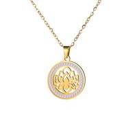 OAUWKEIY Lotus Halskette für Frauen Gold Transparent Runde Anhänger Schneeflocke Halskette Yoga Schmuck Anhänger Halsketten für Männer Frauen