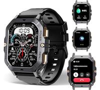 OBA OUKITEL BT101 Herren-Sportuhr, 2,02 Zoll, 100 Sportmodi, 5 ATM wasserdicht, 410 mAh, Benachrichtigungen, Herzfrequenzmesser, Schrittzähler, Aktivitätstracker, Mikrofon, Schwarz, Media