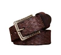 OBASDFD 5, Mm Dicker Herrengürtel Aus Vollnarbenleder Mit Geprägtem Rautenmuster Und Schnalle Hoher Härte, Verpackt In Einer Geschenkbox(Coffee,130cm/51)