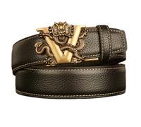 OBASDFD Herren-Gürtel Mit Ratsche, Lässig, 4,5 Cm, Graviertes Drachendesign, Automatische Schnalle, Genäht, Passgenau Zugeschnitten(V-dragon,125cm/49)