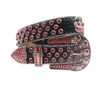 OBASDFD Trendiger Gürtel Mit Strass-Kristall-Totenkopf-Nieten, Stylische Volldiamanten-Schnalle, Auffälliges Accessoire, Einzigartige Outfits (115cm/45)