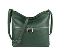 OBC Damen Leder Tasche Cross Body Schultertasche City Bag Crossover Umhängetasche Henkeltasche Clutch Ledertasche Damentasche (Dunkelgrün 28x26x2 cm)