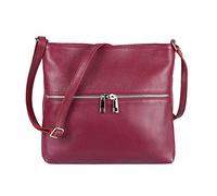 OBC Damen Leder Tasche Cross Body Schultertasche City Bag Crossover Umhängetasche Henkeltasche Clutch Ledertasche Damentasche (Bordo 28x26x2 cm)