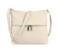 OBC Damen Leder Tasche Cross Body Schultertasche City Bag Crossover Umhängetasche Henkeltasche Clutch Ledertasche Damentasche (Beige 28x26x2 cm)