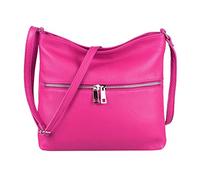 OBC Damen Leder Tasche Cross Body Schultertasche City Bag Crossover Umhängetasche Henkeltasche Clutch Ledertasche Damentasche (Pink 28x26x2 cm)
