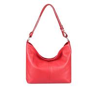 OBC DAMEN LEDER TASCHE Metallic Shopper Hobo-Bags Schultertasche Umhängetasche Handtasche Henkeltasche Ledertasche Damentasche (Rot)