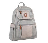 OBC Damen Rucksack Cityrucksack Tasche Daypack Stadtrucksack Backpack Schultertasche Leder Optik Organizer Tablet Ipad Mini a. 10 Zoll (Grau 28x32x15 cm)